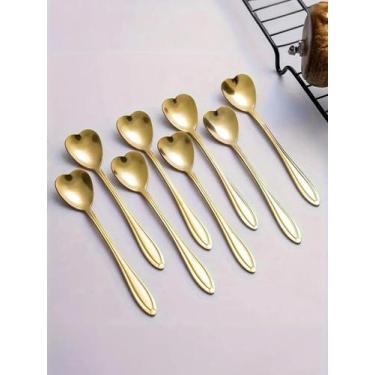 Imagem de Kit Colheres coração para chá/café  dourada 10PCS - 10UNID COLHERES