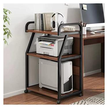 Imagem de Suporte de impressora de 3 níveis para scanner, máquina de fax, livros, arquivos, mesa de impressora com rodas para organização de escritório doméstico e prateleira de impressora