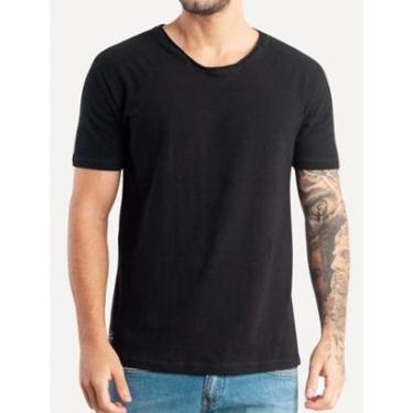 Imagem de Camiseta King & Joe Masculina Slim Flex Lisa Preta-Masculino