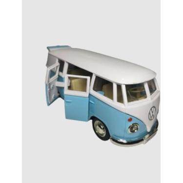 Imagem de Miniatura De Kombi Escala 1/33 Cor Azul Com Branco Rmz City - Kinsmart
