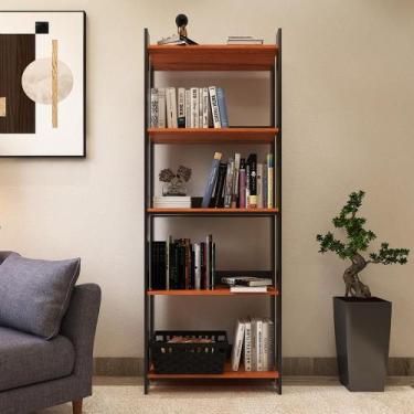 Imagem de Estante Livreiro Multiuso Movlar 5 Prateleiras 0703, Preto/Nature