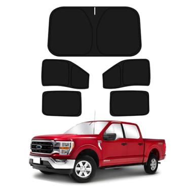 Imagem de D-Lumina Para-brisa para-sol para Fo-rd F-150 2015-2020 F150 acessórios (não para 1 porta), persianas de janela frontal e lateral, bloco protetor de raios UV, dobrável, 2 camadas, material 210T