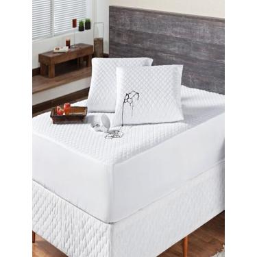 Imagem de Protetor de Colchão Impermeável Matelado Casal Padrão - Branco - AQUAR