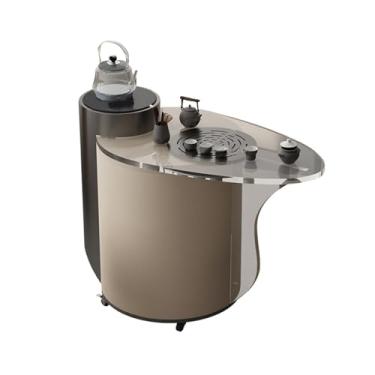 Imagem de Mesa de Chá Mesa de chá móvel pequena mesa de centro pequeno apartamento sala de estar varanda kung fu mesa lateral simples Mesa Lateral(Gray)