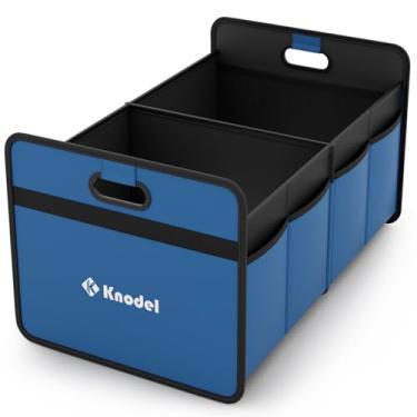 Imagem de K KNODEL Organizador de porta-malas de carro, organizador dobrável para carro, consoles e organizadores automotivos, armazenamento com alças reforçadas (pequeno, azul)