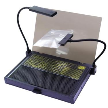 Imagem de BFFDIYCLUB Kit de Construção de Modelos, Bancada de Trabalho Portátil para Corte e Montagem de Gundam, Ferramentas de Kit de Modelos com Luzes Led, Lupas, Gavetas de Armazenamento (Pmkj019, Preto)