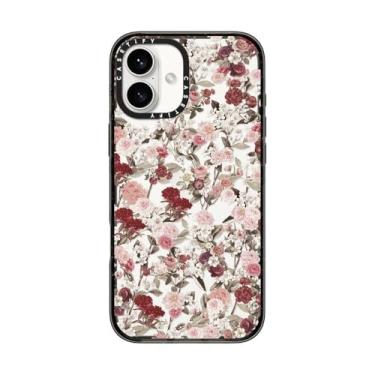 Imagem de CASETiFY Capa Impact para iPhone 16 Plus [Fina/2,5 m. Proteção contra quedas de grau militar 4X/Compatível com carregamento sem fio] - Vintage Flower Monday - Preto transparente