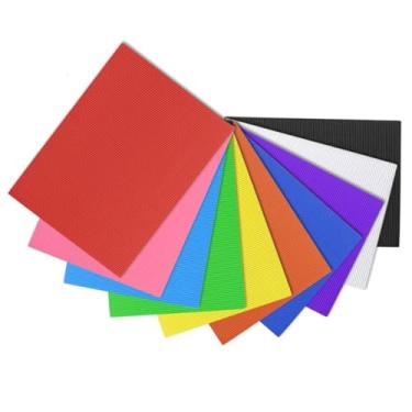 Imagem de ODETOJOY Conjunto de 10 folhas de papelão ondulado – 21 x 29 cm, semelhante ao A4, ideal para projetos de artesanato e bricolage (multicolorido)