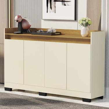 Imagem de Aparador Buffet Sala Lord 4 Portas Perola/mel Perola/mel