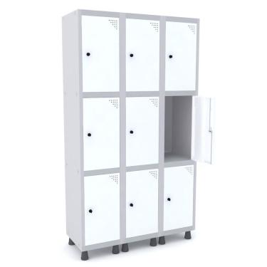 Imagem de Guarda Volume Roupeiro 9 Portas Aço Grp 503/9 Pandin Móveis Cinza/Branco