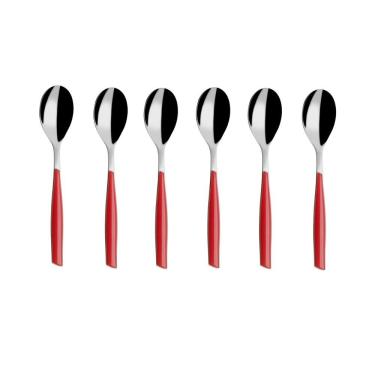 Imagem de Colher Para Café 13cm Inox 6 Peças Vermelha Glamour Bugatti