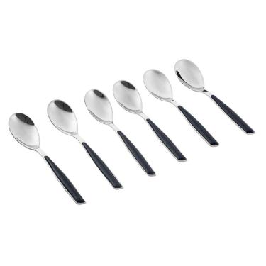 Imagem de Colher Café 15cm Inox 6 Peças Azul Marinho Glamour Bugatti