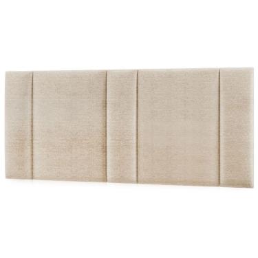Imagem de Cabeceira Estofada Cama Casal Queen Size Com Led Moderna 160 Cm Cor:linho Bege