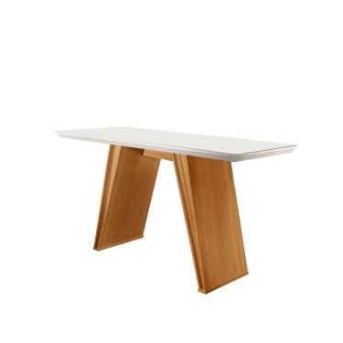 Imagem de Aparador Laca/vidro 135x35cm Atena Design Alternativo Castanho Cinamomo off White