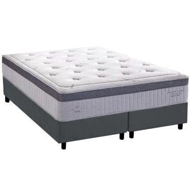 Imagem de Cama Box King Com Colchão Herval C1663 Molas Ensacadas 193x203x75cm Ms Suede Cinza