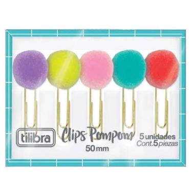 Imagem de Clips Pompom Para Papel 5 Unidades Dourado - Tilibra