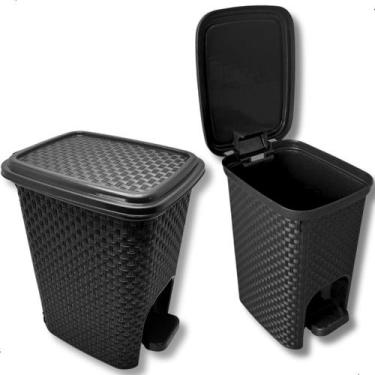 Imagem de Lixeira 7lts Tampa Escritorio Cozinha Pia Banheiro Rattan ArqPlast, Pr