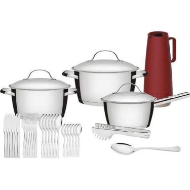 Imagem de Jogo De Panelas Tramontina Inox Fundo Triplo Allegra 30 Pç - Napolesto