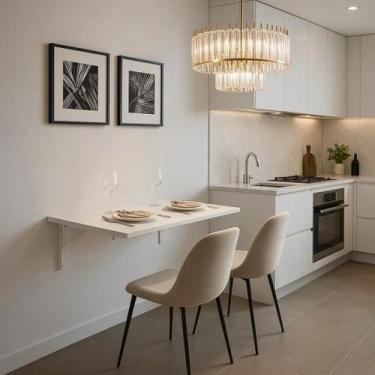 Imagem de Mesa Dobrável De Parede Suspensa Escrivaninha Retrátil 100x50 Branca -