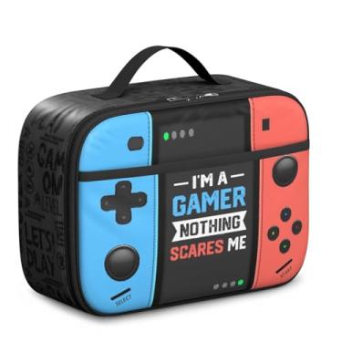 Imagem de MAHIPOCI Lancheira de jogos vermelhos e azuis isolada para mulheres e homens, lancheira, bolsos com zíper