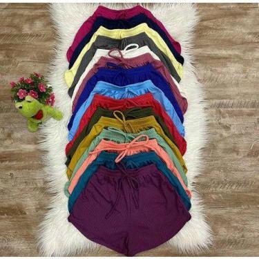 Imagem de Short feminino elastico na cintura canelado - Filó Modas, g, Verde