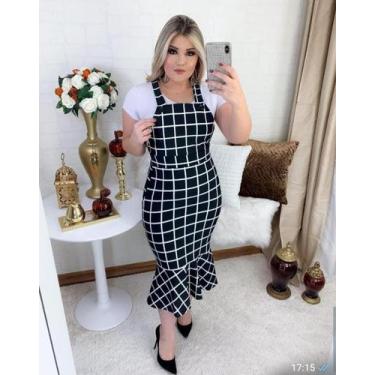 Imagem de Jardineira tubinho sereia moda evangélica luxo - Anaflor, Quadriculada