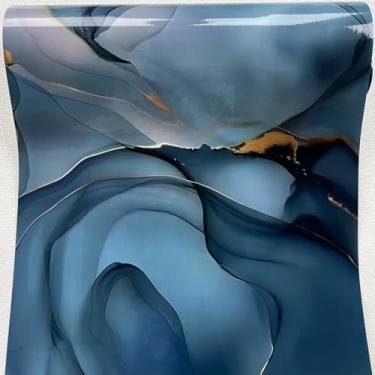 Imagem de Revestimento de prateleira de mármore azul escuro papel de parede de contato para cozinha bancada mesa armários de banheiro móveis de mesa decalque de parede 15,7 x 117 polegadas