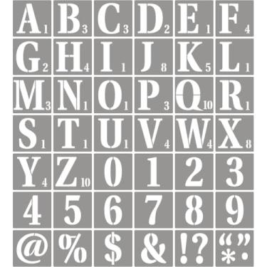 Imagem de REOLAN Estênceis de letras de 10 cm para pintura – pacote com 42 modelos de letras do alfabeto e números com placas para pintura, estênceis reutilizáveis para quadro-negro, artesanato em madeira e