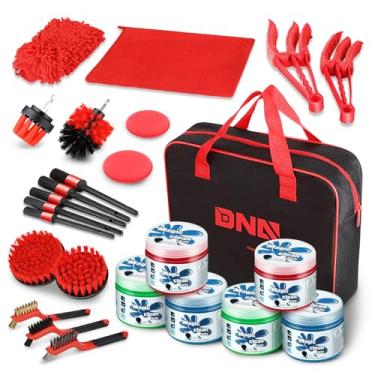 Imagem de DNA MOTORING Conjunto de escovas de detalhes de carro com 25 peças, kit de detalhes de carro, kit interior com conjunto de escovas de broca, ferramenta de limpeza de para-brisa, kit profissional de