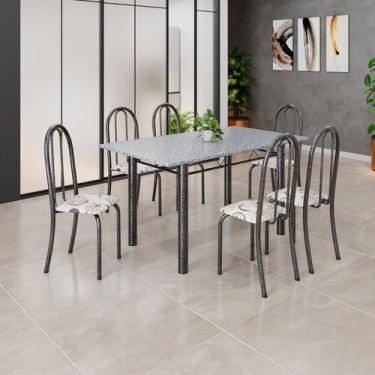 Imagem de Conjunto de Mesa Tubular 140cm X 75cm Tampo em Granito Ocre com 6 Cade