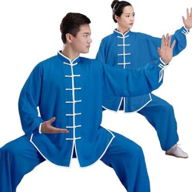 Imagem de Tai Chi Uniforme Chinês Tradicional Kung Fu Roupas Artes Marciais Wing Chun Roupas De Treinamento Para Homens Mulheres, Blue, XS