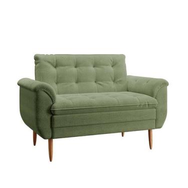 Imagem de Poltrona Namoradeira Xangai Bouclé Verde Oliva - Modern