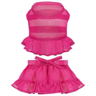 Imagem de Topkins Vestidos para cães, saia para animais de estimação, vestido dividido para filhotes, roupa respirável para cães pequenos, roupas esportivas para cães com top curto e saia, vestido esportivo