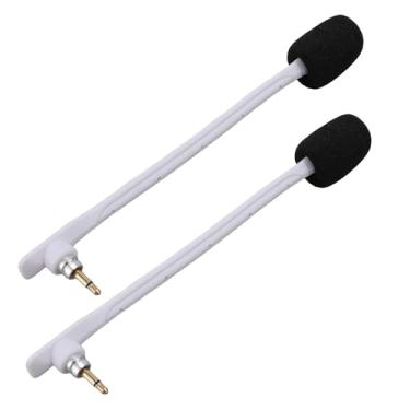 Imagem de Yunseity 2pcs Microfones de Substituição para o Fone de Ouvido para Jogos FIT para TR, Gold Plated Sound Qualidade de Voz Clear Voice Binedable Cancelar o Microfone de Espuma do Com (WHITE)