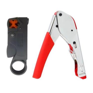 Imagem de Kit Alicate Pressão Decapador Rg 6 Rg 59 Antena Parabólica - Eda