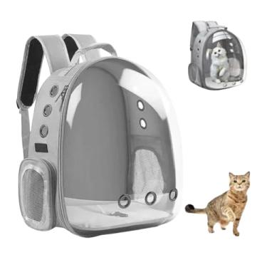 Imagem de Mochila Transporte Pet Gato Cachorro Ventilada Visão Panorâmica Bolsa Astronauta Passeio Viagem Portátil (Cinza)