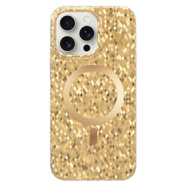 Imagem de LONLI Hue - Capa de telefone magnética brilhante com faceta de diamante dourado champanhe para iPhone 15 Pro Max - [Compatível com Magsafe] - [Acabamento brilhante brilhante, proteção de glitter de
