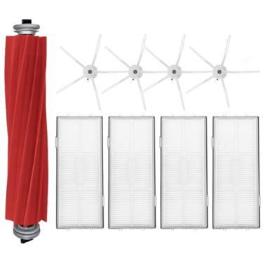 Imagem de HUAYUWA Kit de acessórios para aspirador de pó compatível com Roborock S7 MaxV Ultra/S7max/S7/T7S/T7Splus/G10/G10S/G10Spro/G10Spure (1 escova principal + 4 filtros + 4 escovas laterais brancas)