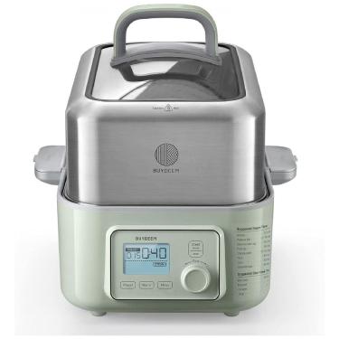 Imagem de Panela Elétrica a Vapor 5 Litros com Tampa de Vidro em Aço Inoxidável, 110V BUYDEEM G563, Verde
