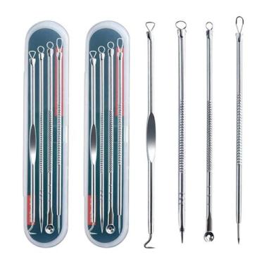 Imagem de Kit Extrator De Cravo Espinha Profissional Inox Limpeza De Pele 8 Pçs 