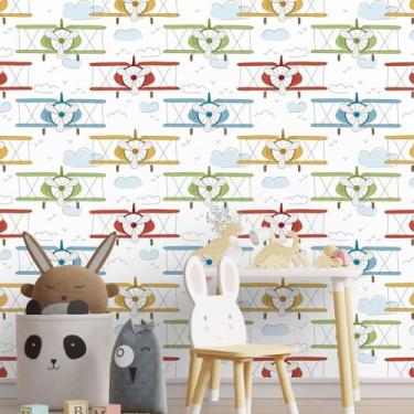 Imagem de Papel De Parede Adesivo Aviãp Avioes Colorido Infantil 3.5m - DELIQUAD