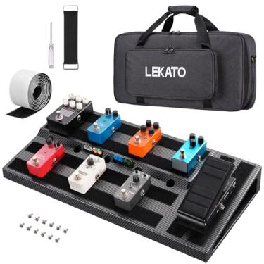 Imagem de LEKATO Pedal de guitarra, placa de pedal 56 x 28 x 7 cm, pedaleira de efeitos de guitarra, compartimento embutido para fonte de alimentação, pedaleira com bolsa de transporte e fita de montagem