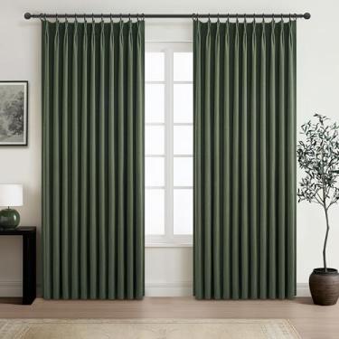 Imagem de Cortinas blackout plissadas extra largas de 177 cm de comprimento para porta de vidro deslizante/sala de estar, quinta, verde-oliva, grossa, resistente, isolada, grande, cortinas de janela (178 cm L x