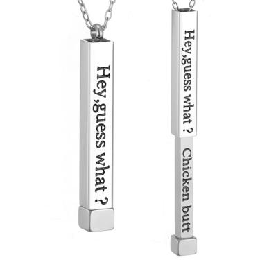 Imagem de SKQIR Be Kind of a Badass Colares femininos com mensagem oculta para melhores amigas irmãs, presentes inspiradores engraçados, colares com pingente de barra vertical, joias, presentes de mordaça para