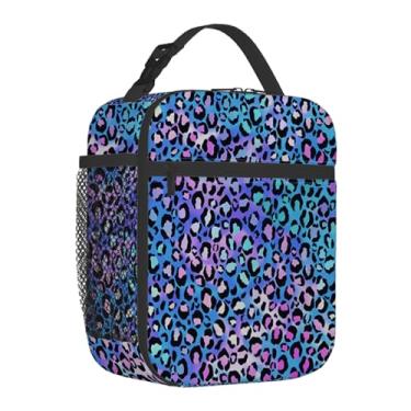 Imagem de GzLeyigou Fashion Leopard Print Lunch Box Thermal Cooler Bento Tote Bags Portable Insulated Lunch Bag for Girls Teens Students, Kids Lunchbox for School Beach Picnic Travel