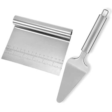 Imagem de Kit 2 Espátula para Bolo Aço Inox Espátula Confeitaria Profissional Raspador Multiuso Cozinha Inox (2 Unidades)
