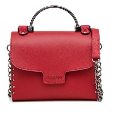 Imagem de Bolsa Baú Feminina Com Laterais em Madeira - Dhaffy, Vermelho