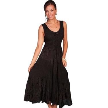 Imagem de Scully Vestido feminino cinza cinza cinza com cadarço frontal sem mangas HC118, Preto, P