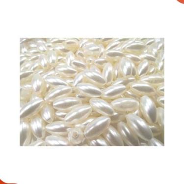 Imagem de Arroz Perolado Liso Passante 6X12mm Em Abs Com 500Gr - LADEIRA BIJUTER