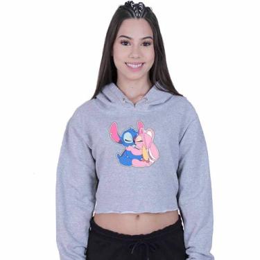 Imagem de Cropped Moletom Feminino Lilo e Angel Kiss - Lafre, Cinza, M